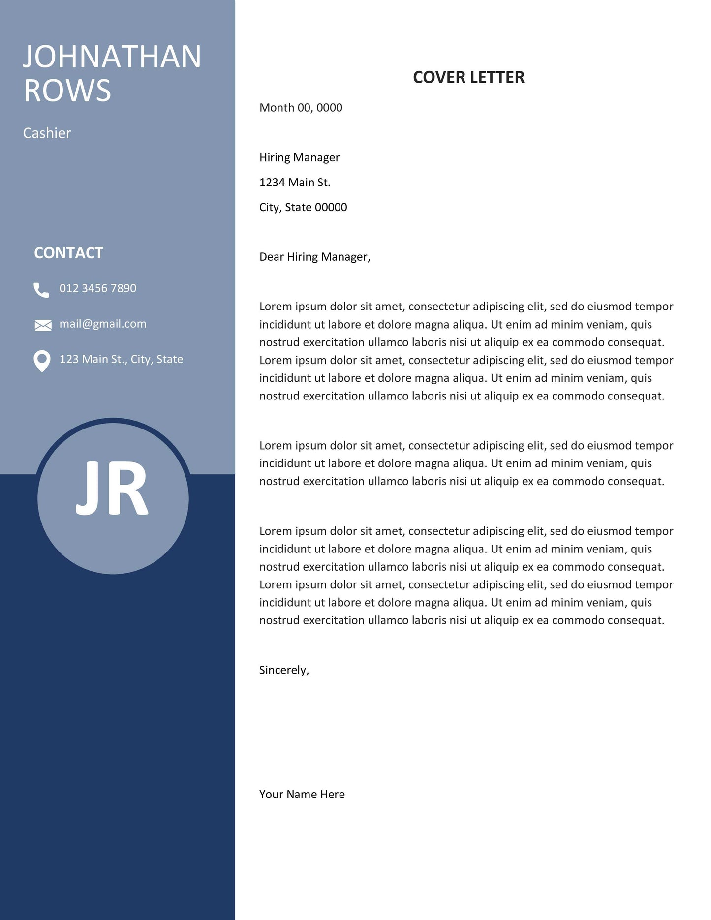 Resume + Cover Letter Template Microsoft Word | 02