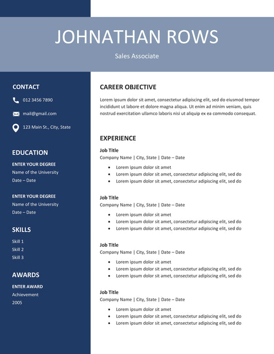 Resume + Cover Letter Template Microsoft Word | 00