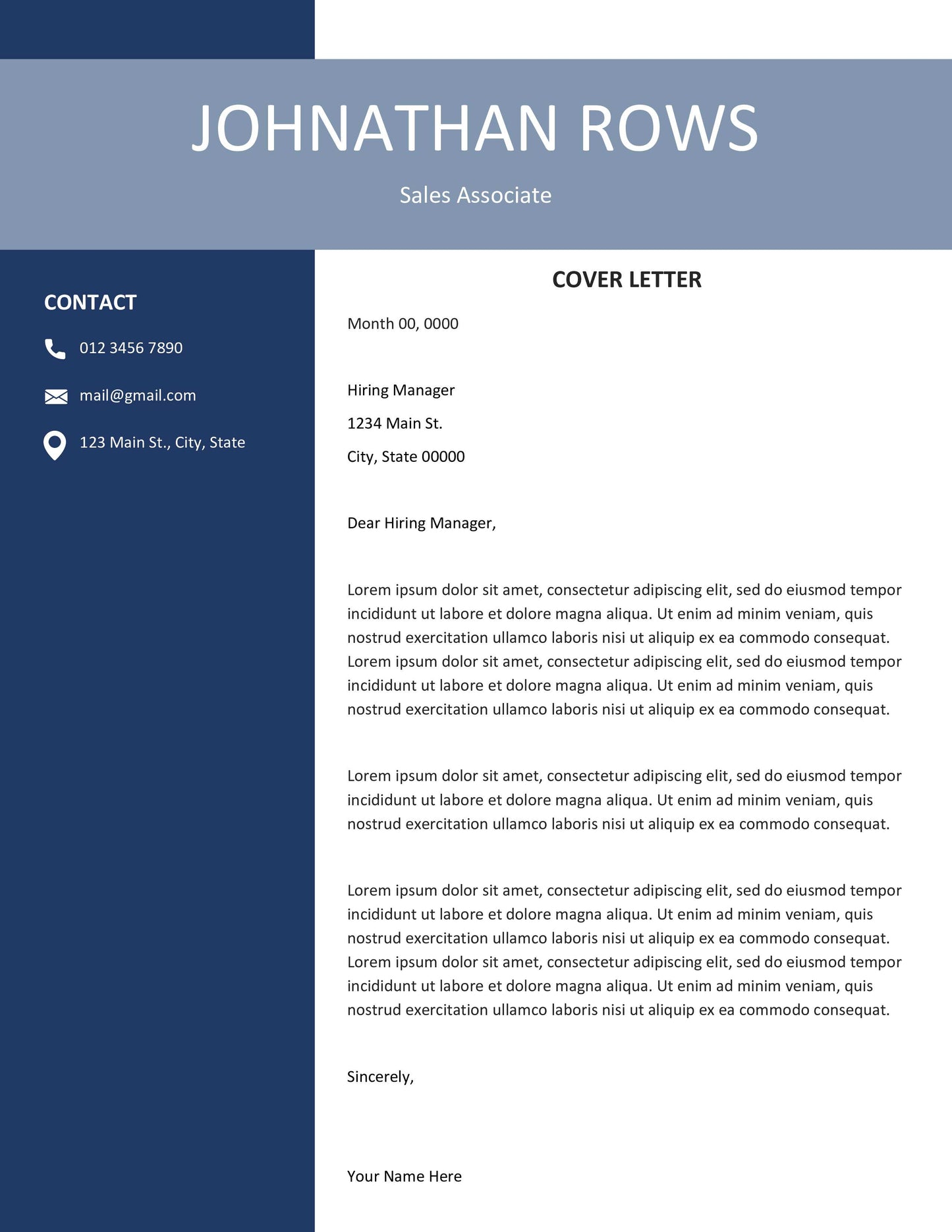 Resume + Cover Letter Template Microsoft Word | 00